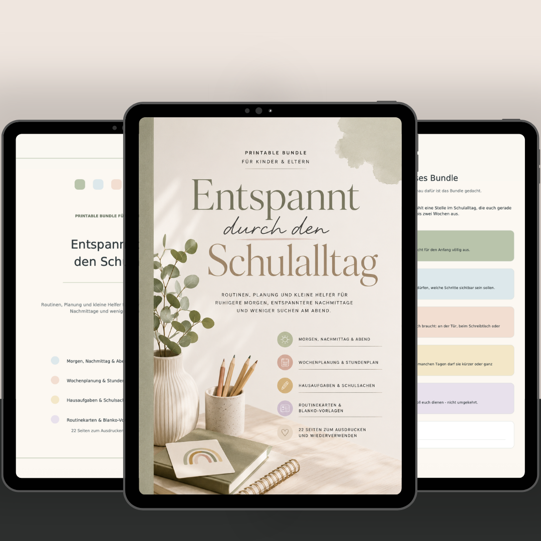 Entspannt durch den Schulalltag Printable Bundle für Kinder und Eltern